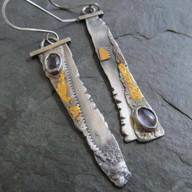 Retro Natural Stone Saw Earrings