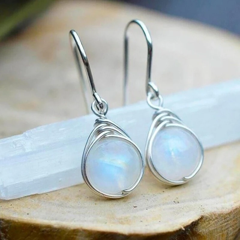 Luminous Moonstone Dangle Earrings