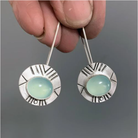 Retro Emerald Moonstone Earrings