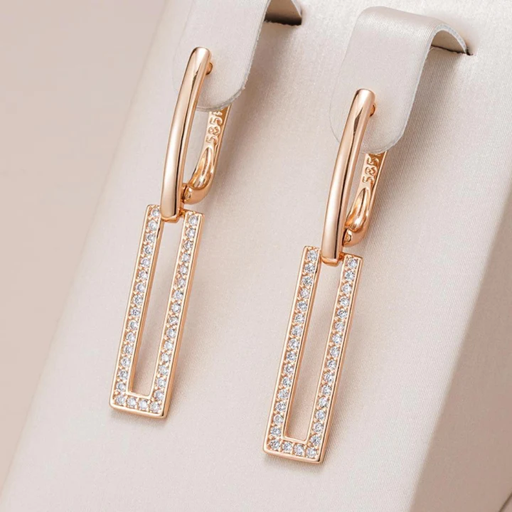 Chic Gold Hollow Rectangular Earrings