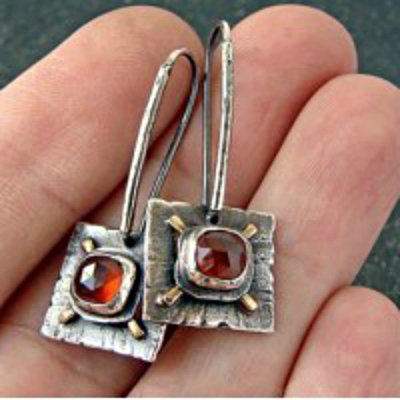 Retro Square Red Crystal Earrings