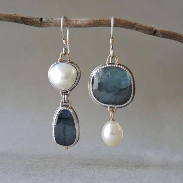 Classic Blue Stone Vintage Earrings