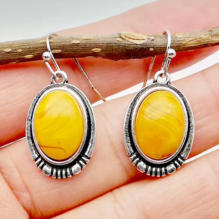 Retro Yellow Stone Earrings