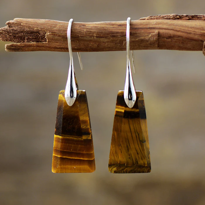 Retro Brown Natural Stone Earrings