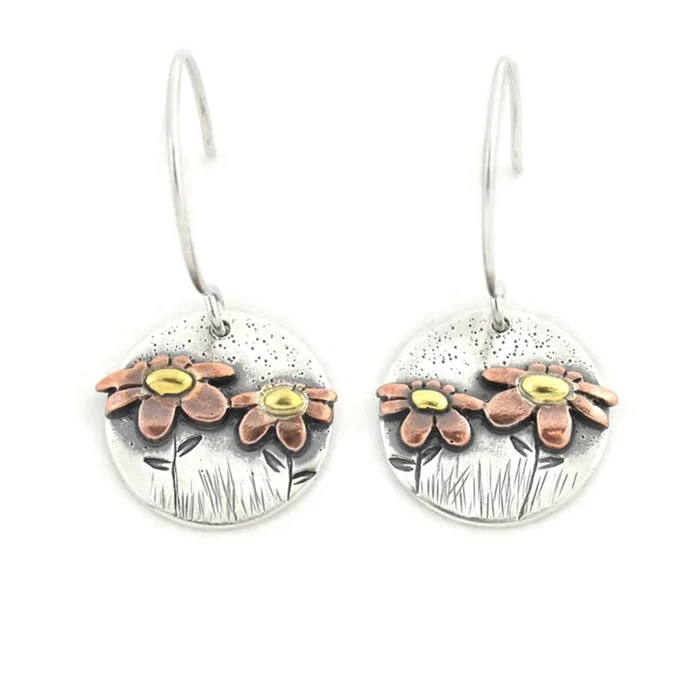 Antique Floral Silver Earrings