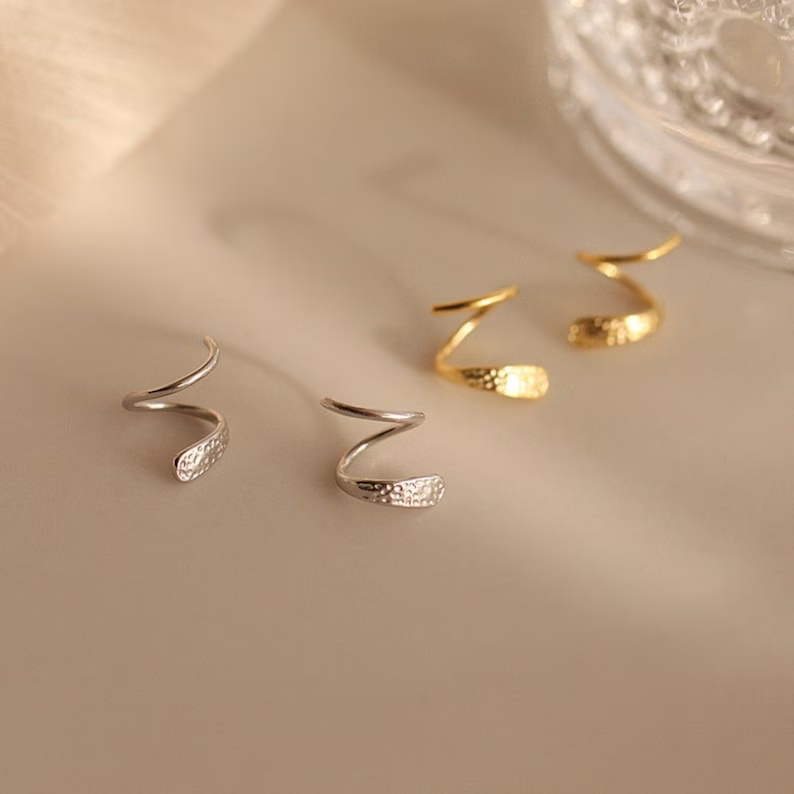 Retro Twisted Gold and Silver Earrings