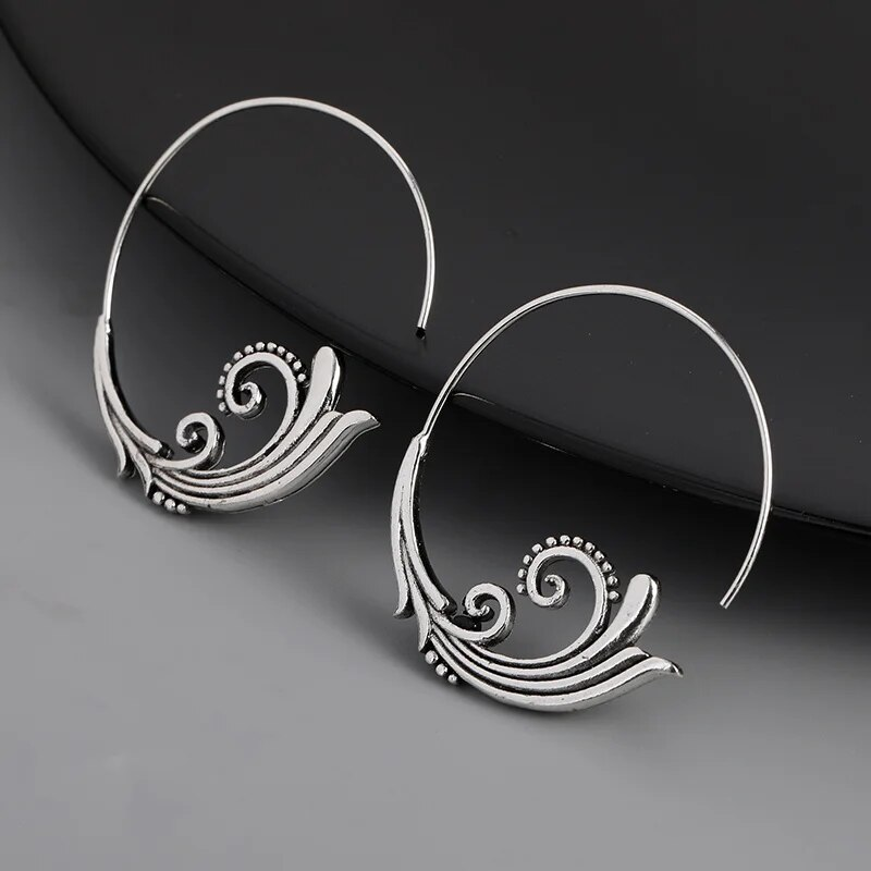 Retro Twisted Silver Earrings