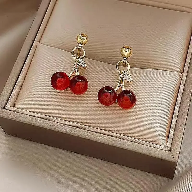 Retro Red Cherry Earrings