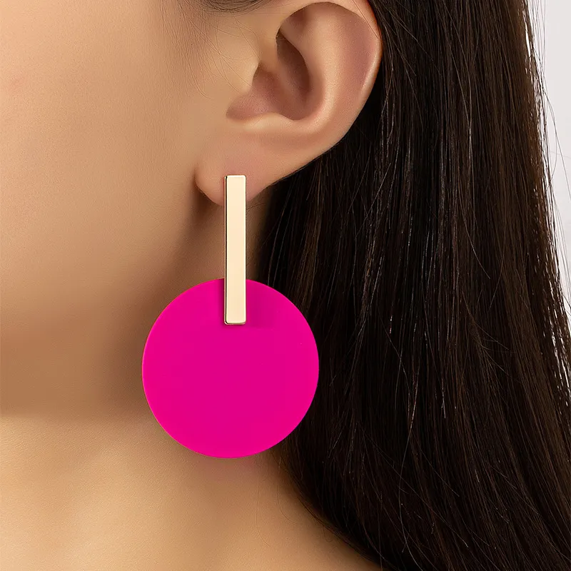 Retro Pink Circular Earrings