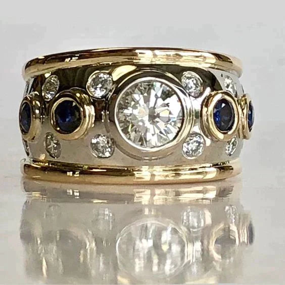 Antique Gold Inlay Zirconia Ring