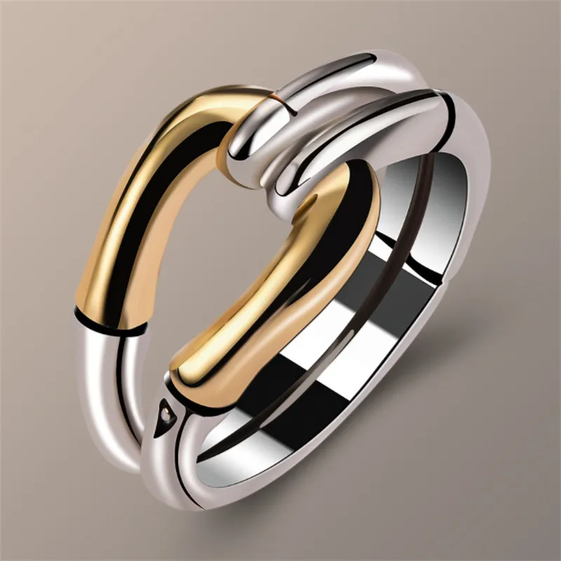 Retro Twisted Gold and Silver Ring