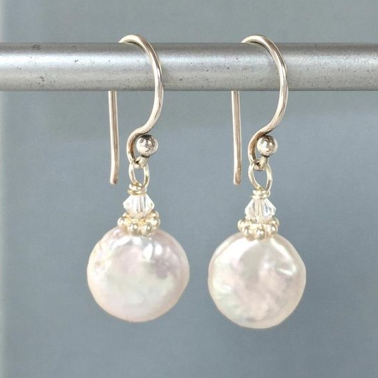 Chic White Baroque Pearl Drop Earrings