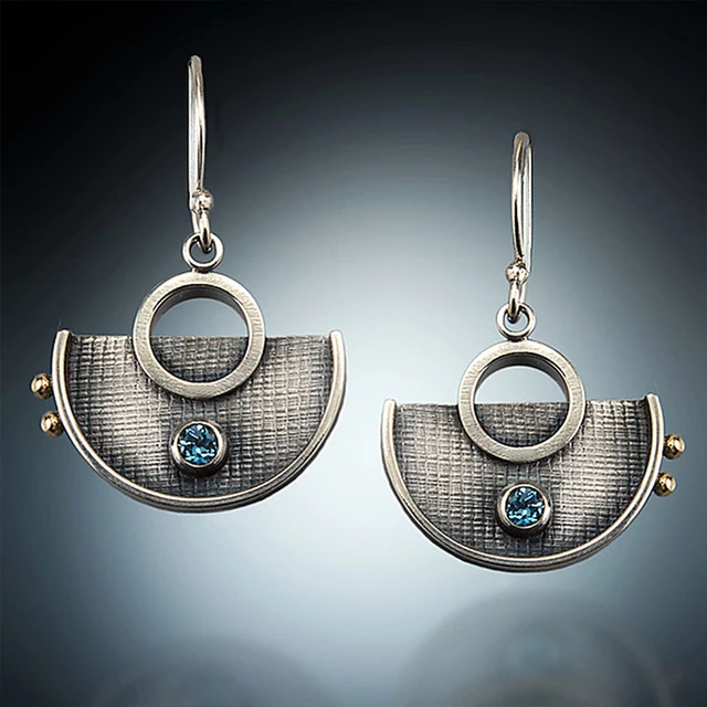 Retro Crescent Silver Earrings