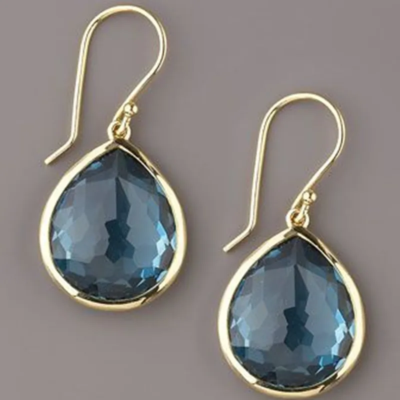 Retro Blue Crystal Dangle Earrings