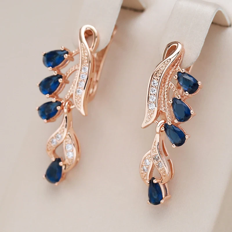 Chic Bright Blue Crystal Drop Earrings