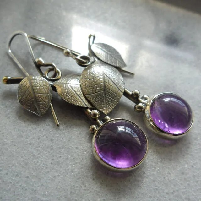 Retro Violet Crystal Earrings