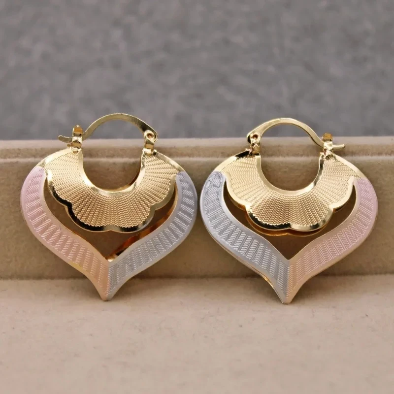 Retro Golden Heart Tribal Earrings