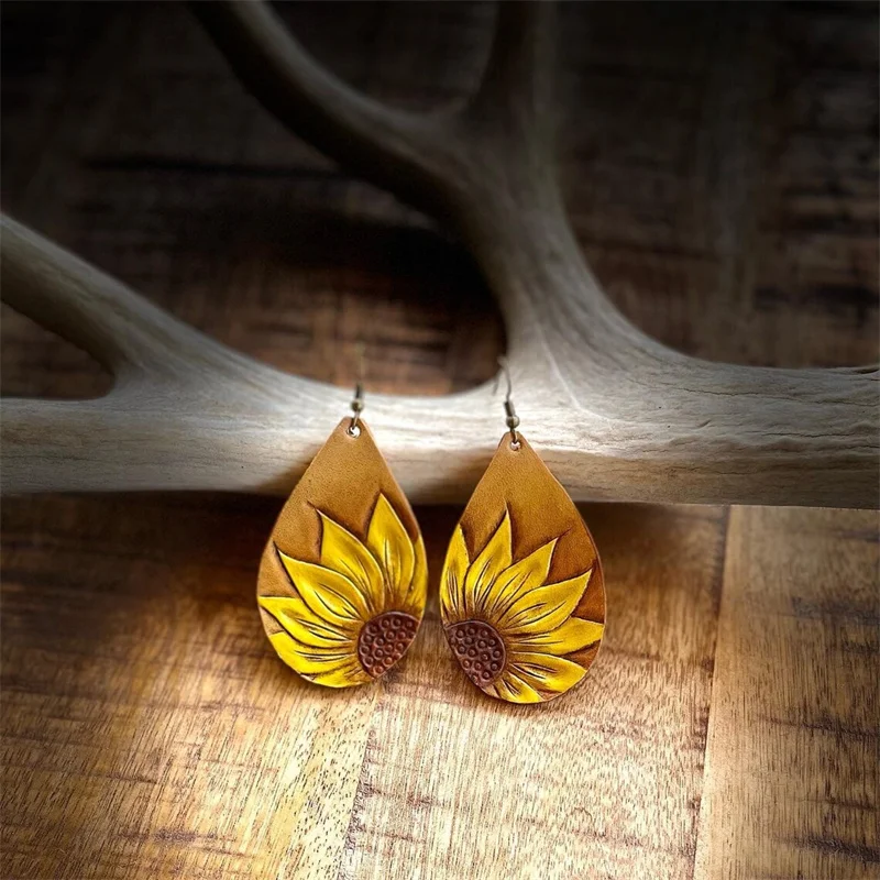 Retro Realistic Sunflower Earrings