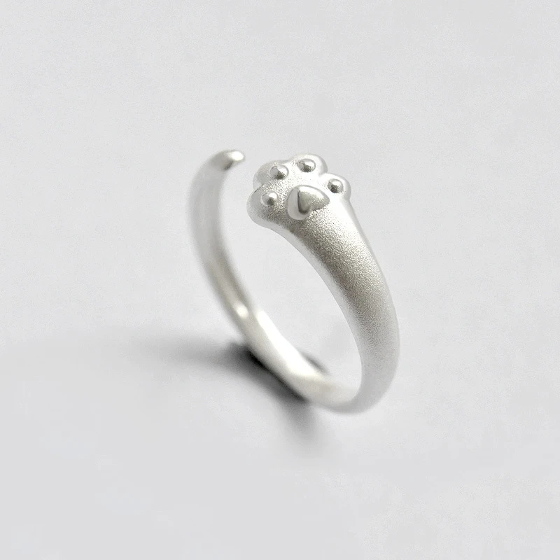 Classic Silver Paw Print Ring