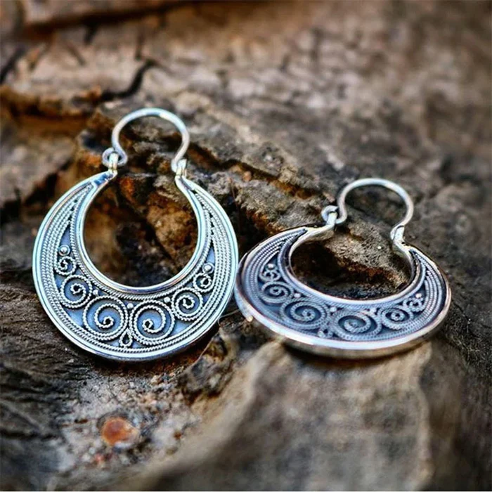 Antique Silver Nature-Inspired Earrings