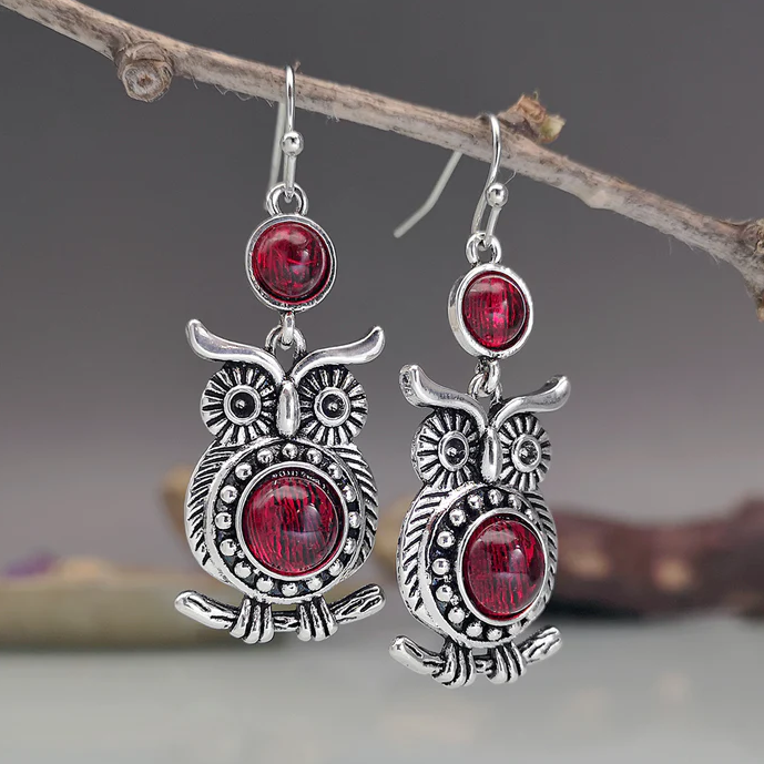 Retro Red Owl Earrings