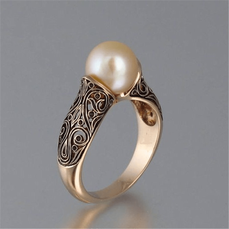 Classic Golden Ring with Vintage Pearl