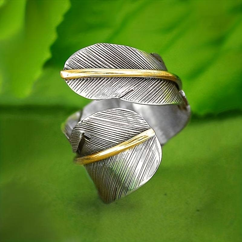 Retro Silver Leaf Spiral Ring