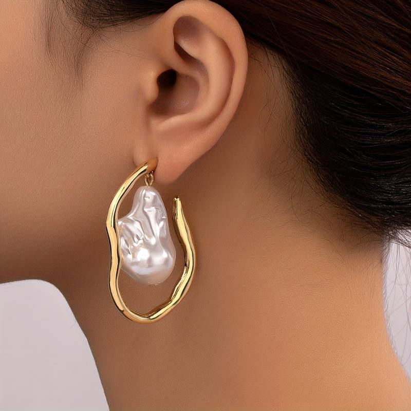 Classic Gold Earrings with Baroque Pearls