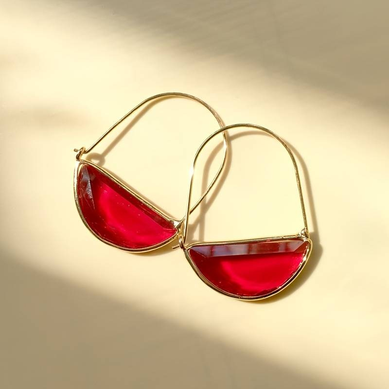 Retro Red Crystal Basket Earrings