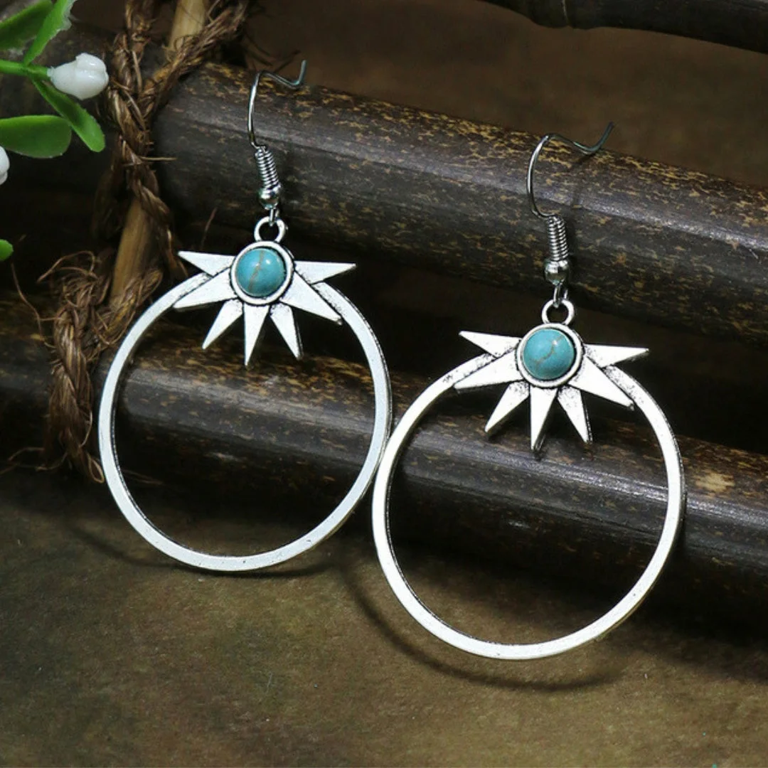 Retro Turquoise Gemstone Earrings