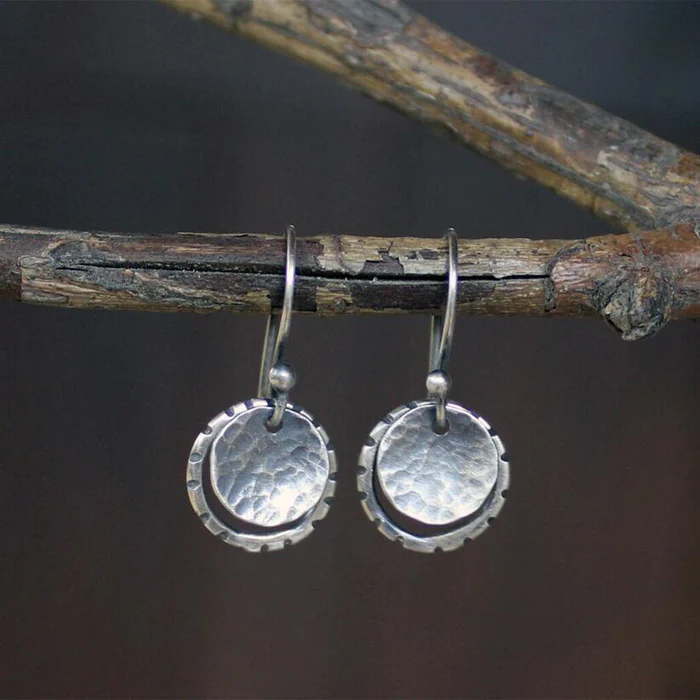 Retro Silver Round Plated Earrings