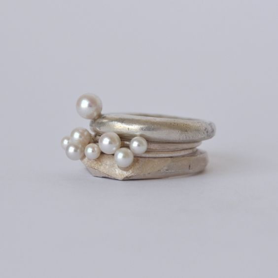 Antique Silver Ring with Pearl Accents