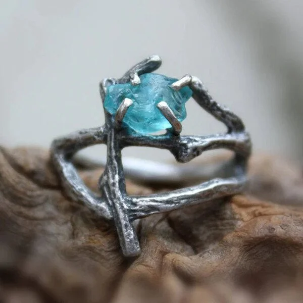 Antique-Inspired Natural Blue Crystal Ring