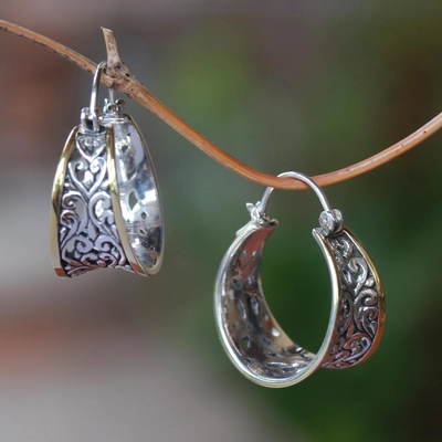 Retro Gold and Silver Hollow Hoop Earrings