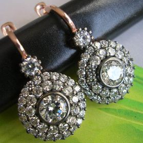 Retro Bright Zirconia Round Earrings