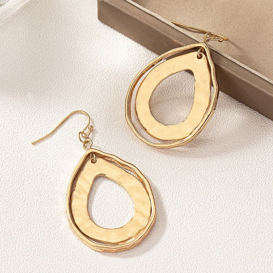 Retro Golden Hollow Drop Earrings