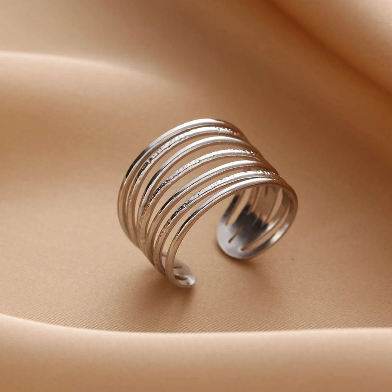 Classic Slim Stacked Silver Ring