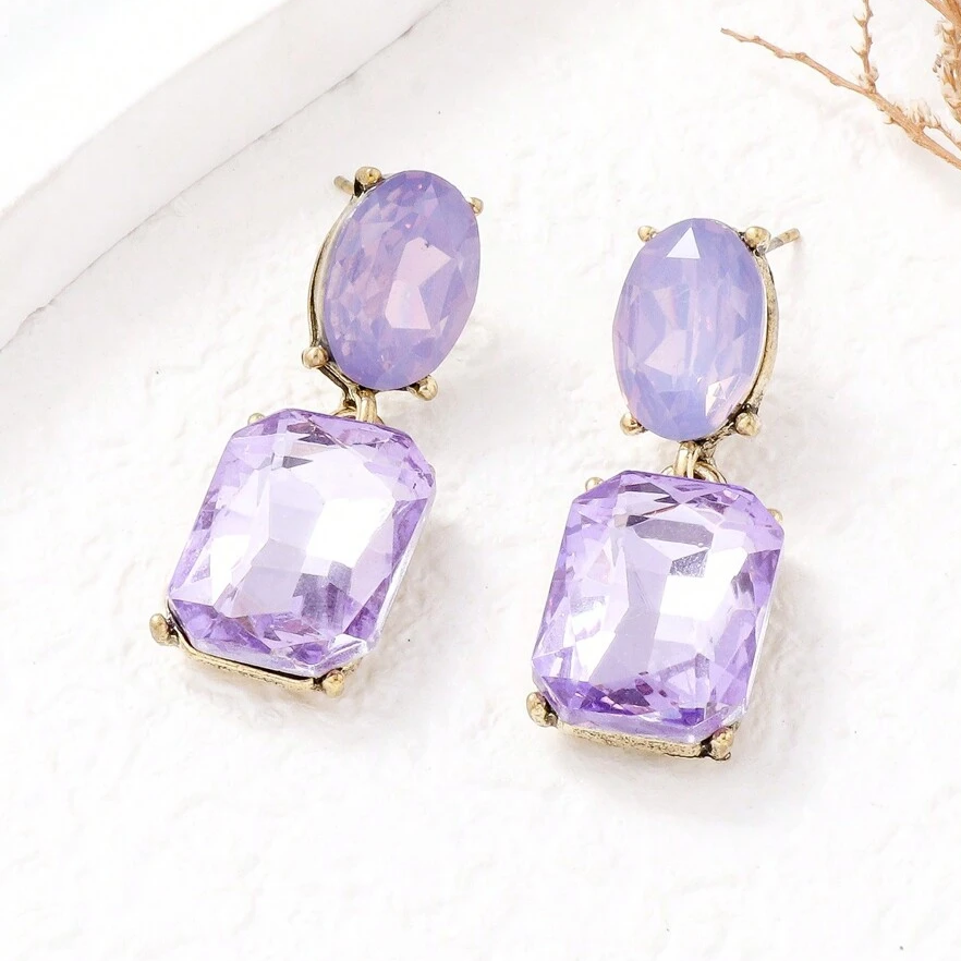Retro Purple Crystal Earrings