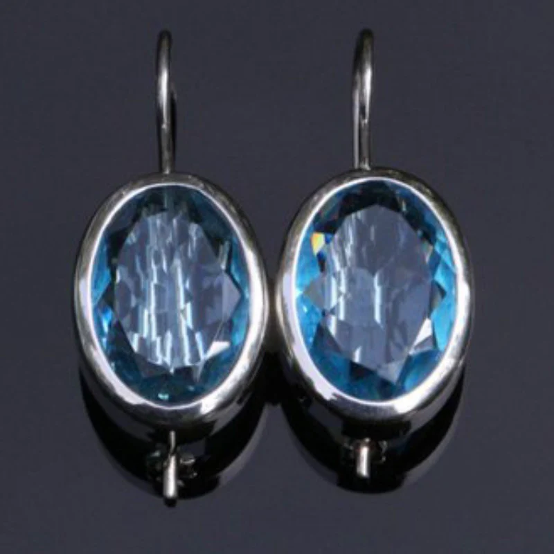 Retro Blue Inlaid Glass Earrings