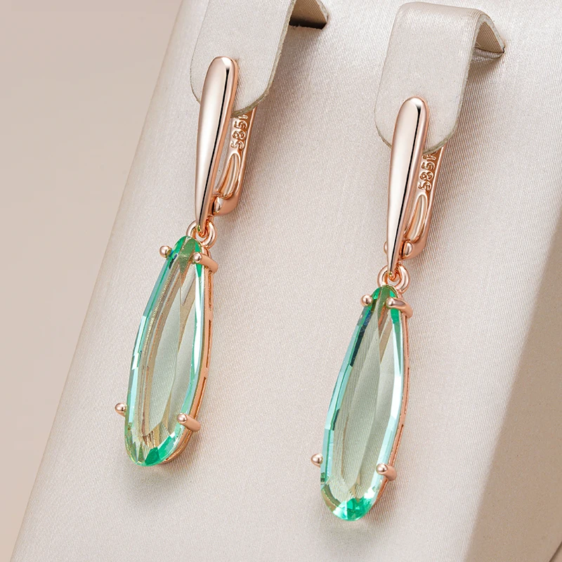 Chic Green Glass Drop Earrings