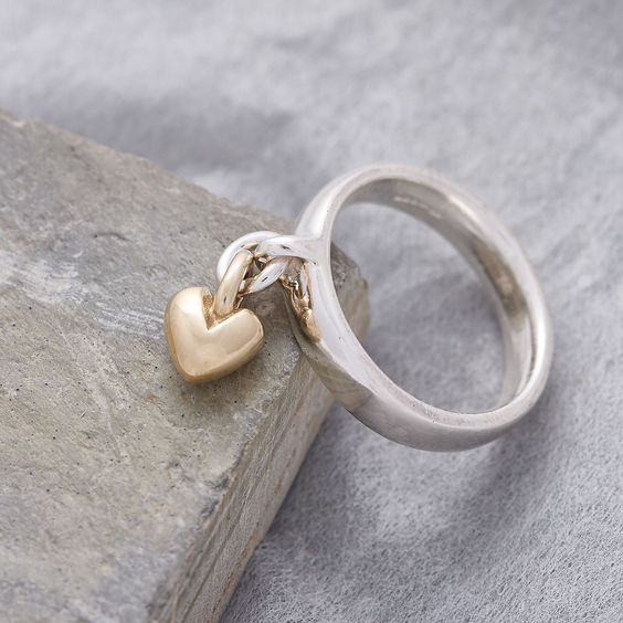 Classic Silver Heart Drop Ring