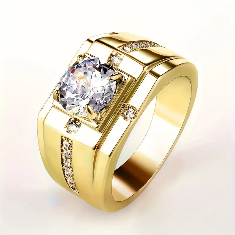 Elegant Golden Zirconia Ring
