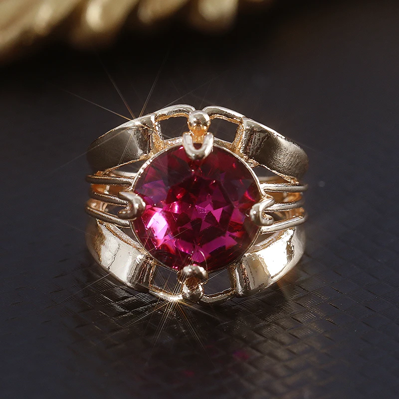 Retro Red Glass Inlaid Ring