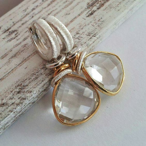 Retro White Glass and Gold Earrings