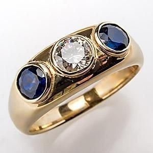 Retro Blue Inlaid Glass Zirconia Gold Ring