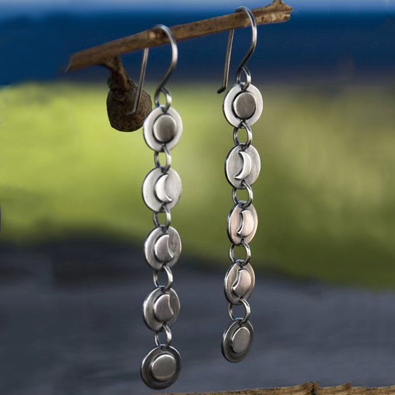 Retro Hanging Moon Earrings