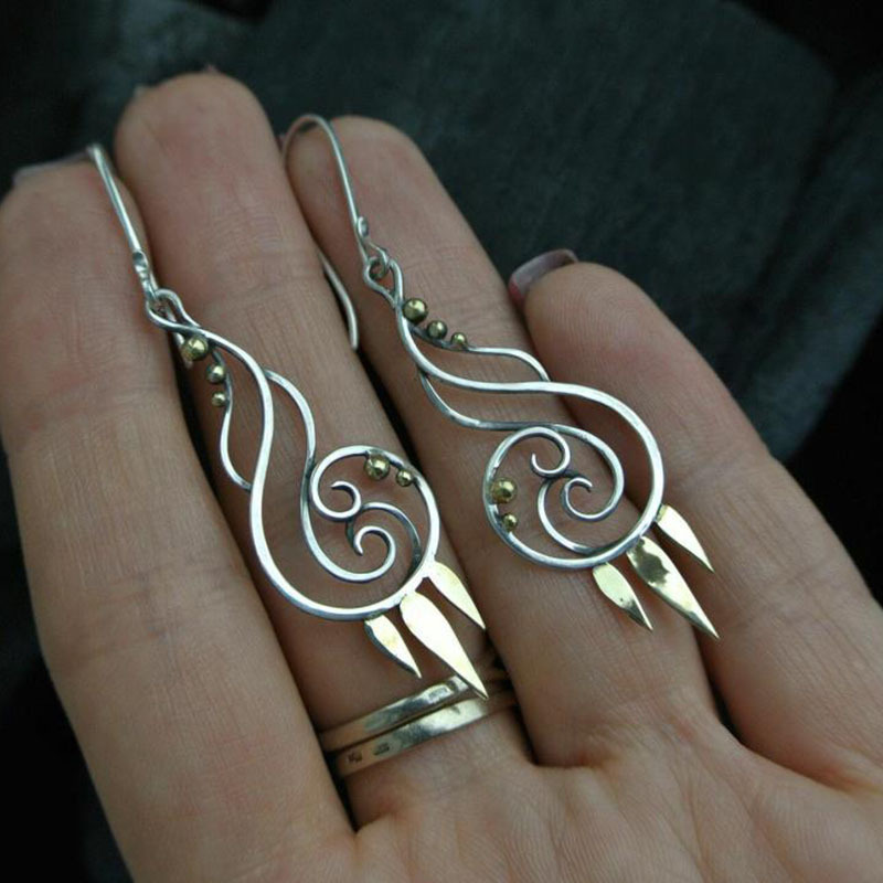 Retro Silver Fire Drop Earrings