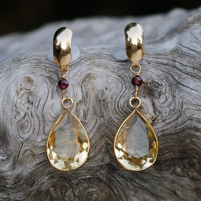 Retro Gold Earrings with Vintage Glass Drops