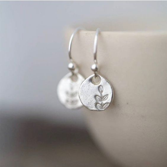 Antique Silver Floral Water Drop Earrings