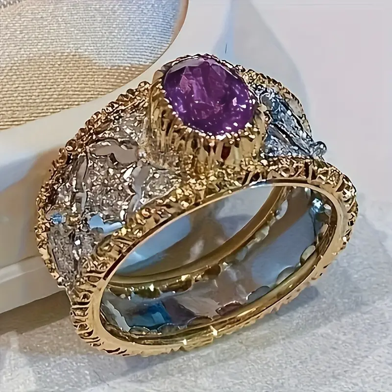 Retro Vibrant Purple Zirconia Ring
